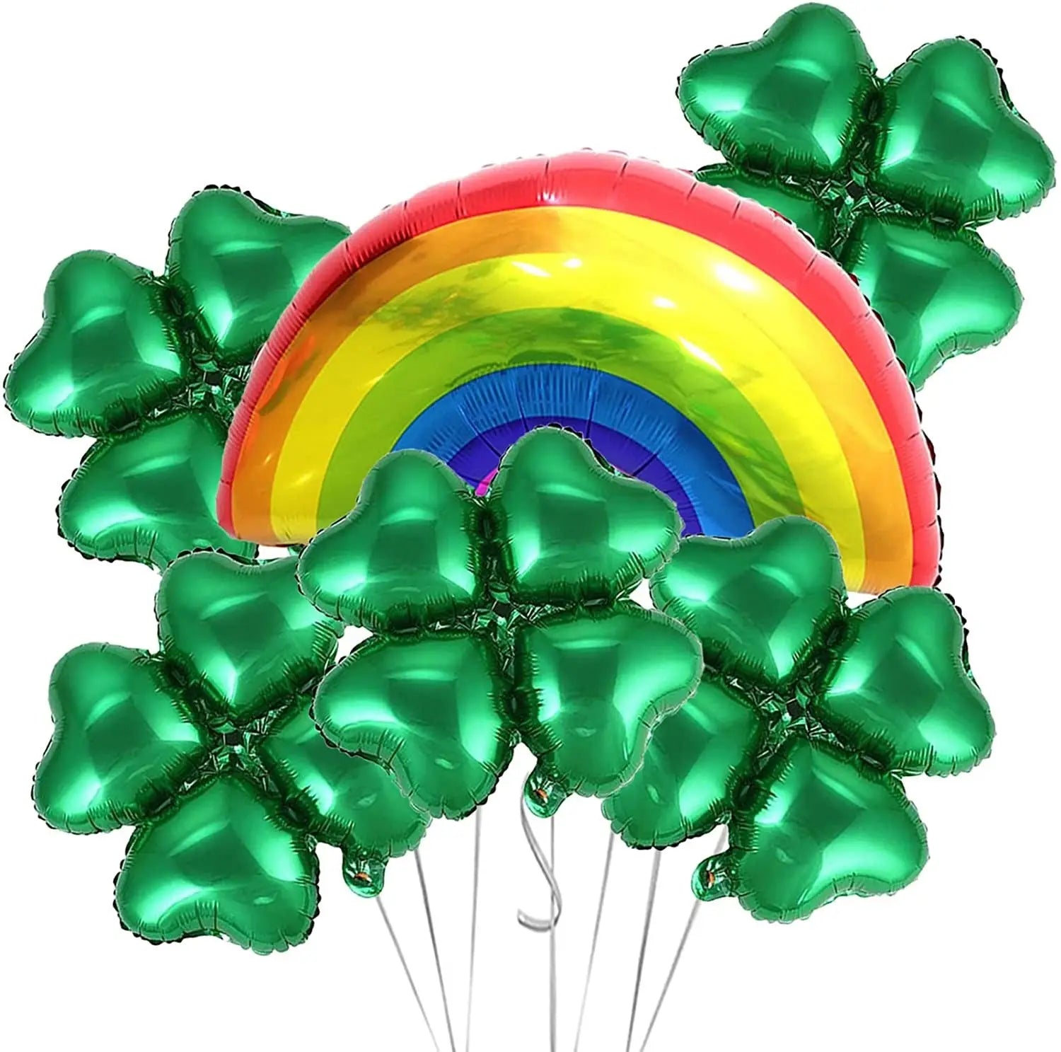 four leaf clovers balloons and rainbow balloons bunch for st patricks day