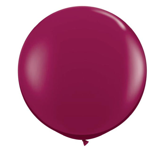 Large 3-foot Round Sparkling Burgundy Latex Balloon