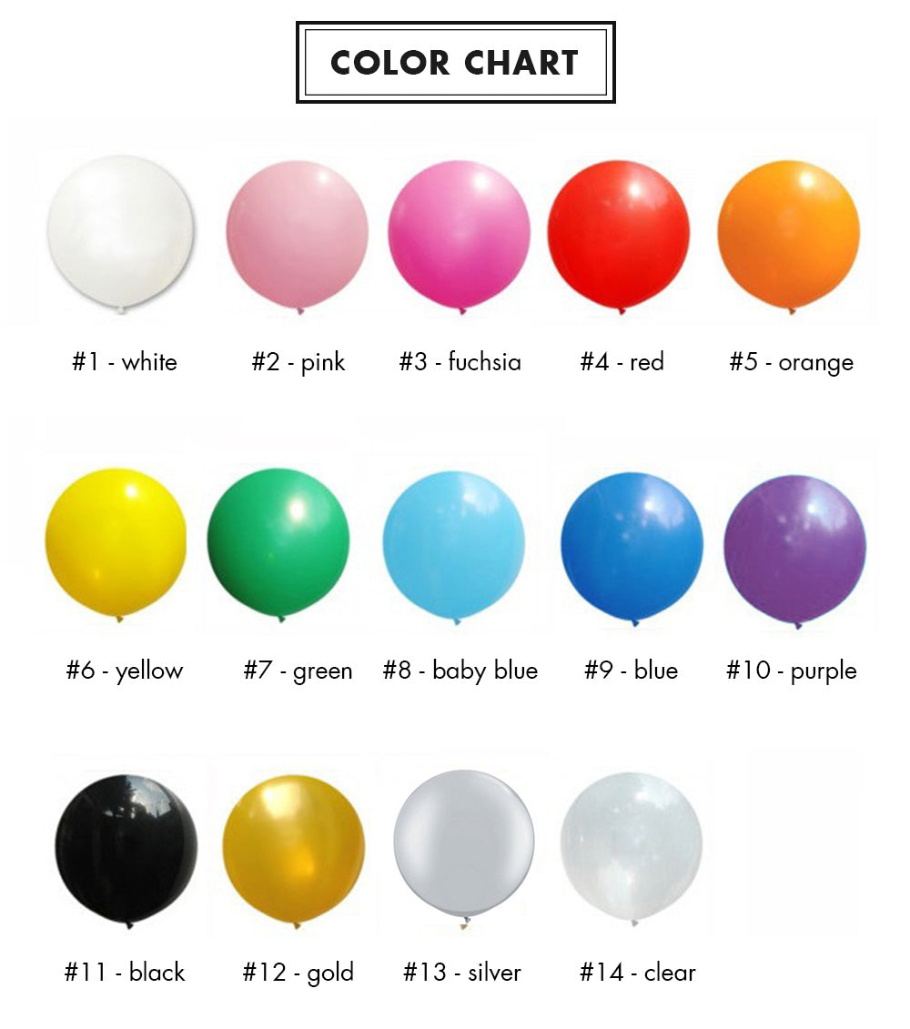 color chart for 36 foot balloons