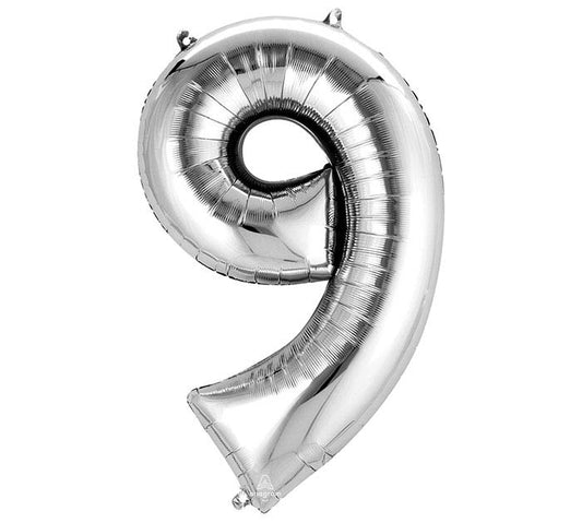 Silver number 9 balloon