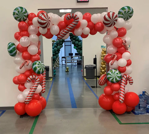 Balloon sculpture Candy Cane Christmas arch garland