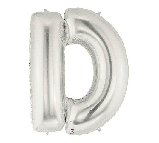 letter d foil balloon silver