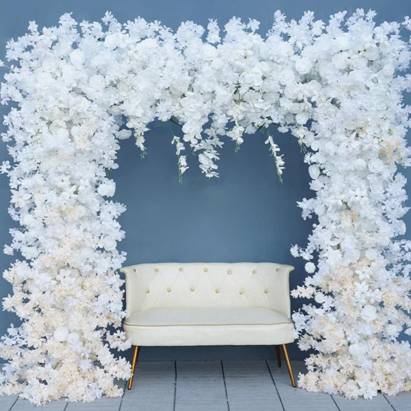 Flowers Arch White Backdrop- White