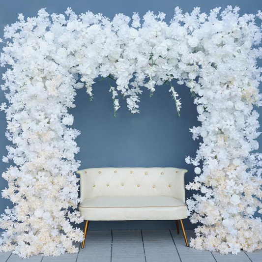 Flowers Arch White Backdrop- White