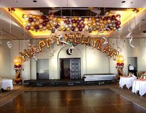 happy new year balloon drop and banner