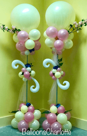 LACED BALLOON COLUMN W/ FLORAL