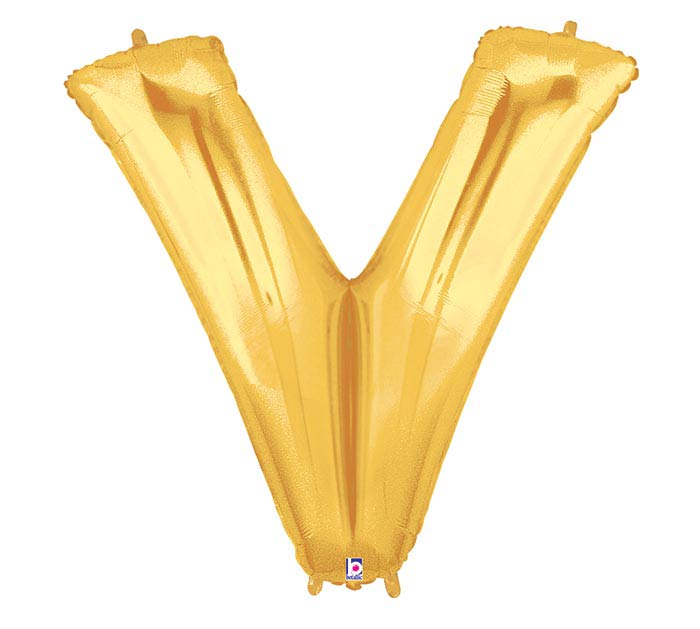 letter v gold balloon