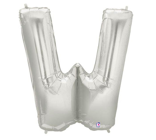 letter w silver foil balloon