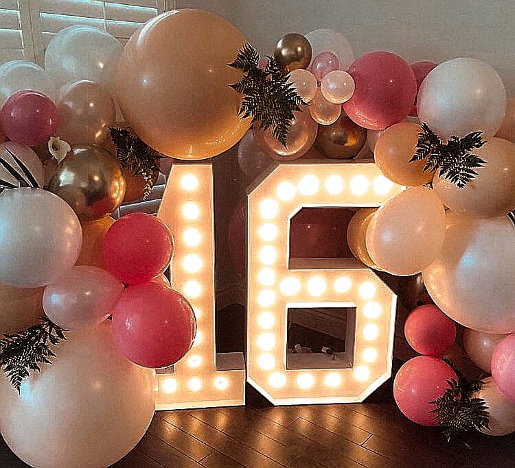 Lighted Marquee Number and Balloon Garland Package
