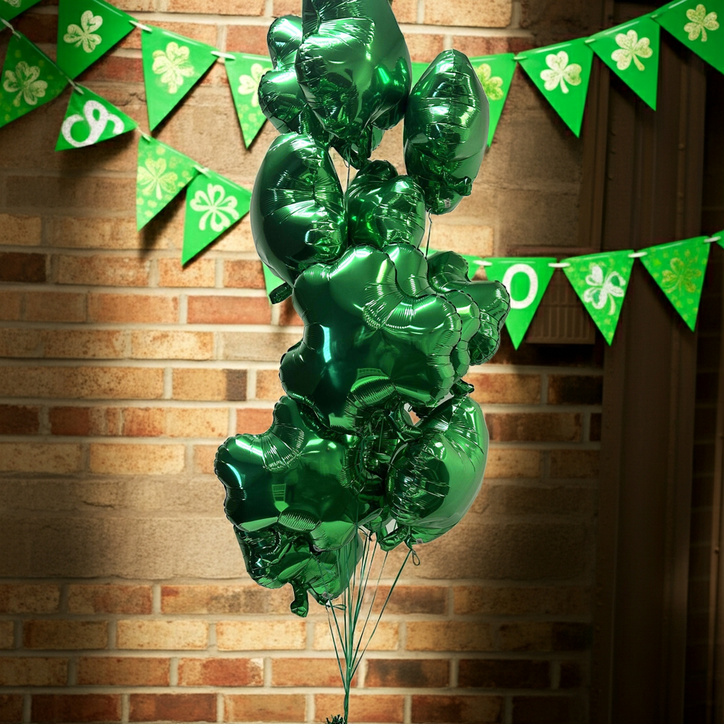 12 Bulk St. Patrick's Day Shamrock Foil Balloons
