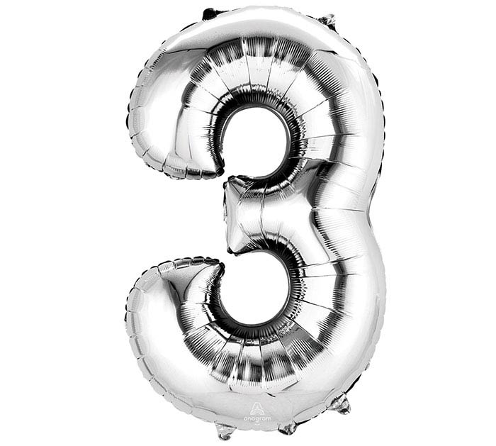 Number 3 foil balloon