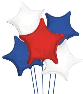 red white blue foil star balloons