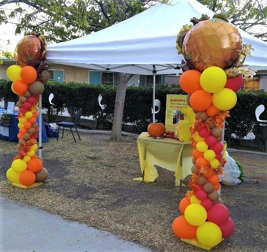 Topiary Fall Columns with leaf accents