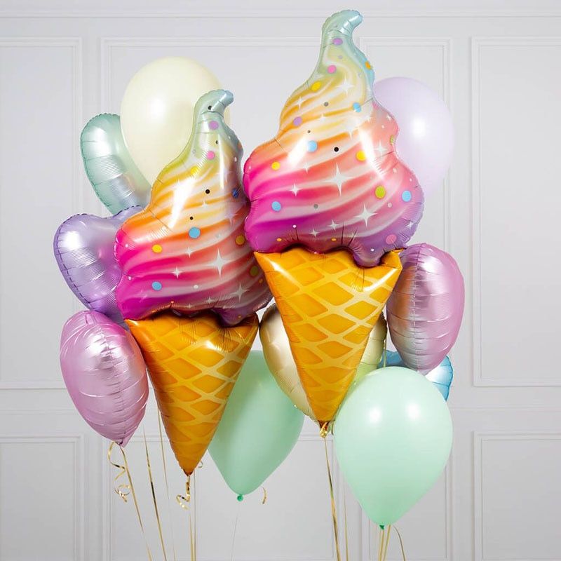 ice cream cone balloons pink lavender mint green helium balloonsn