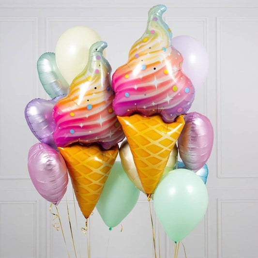 ice cream cone balloons pink lavender mint green helium balloonsn