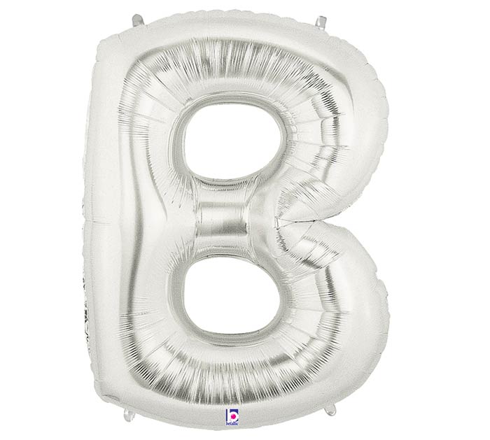 letter b foil balloon silver