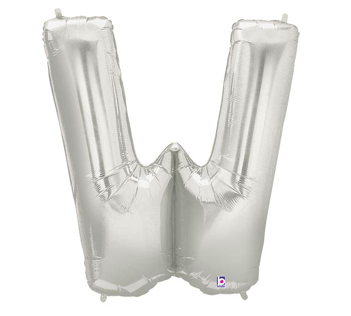 letter w silver foil balloon