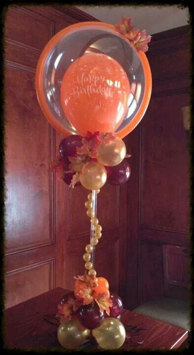 Happy Birthday Autumn Double Bubble Centerpiece